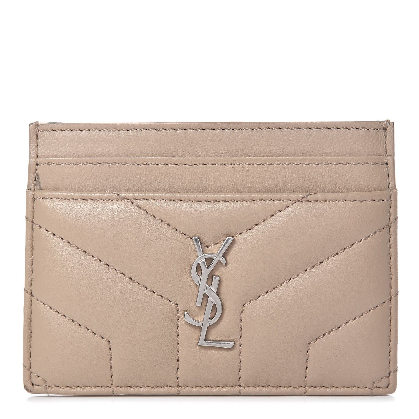 Calfskin Y Quilted Monogram LouLou Credit Card Case Nude Powder