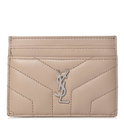 Saint Laurent Calfskin Y Quilted Monogram LouLou Credit Card Case Nude Powder 1 of 13