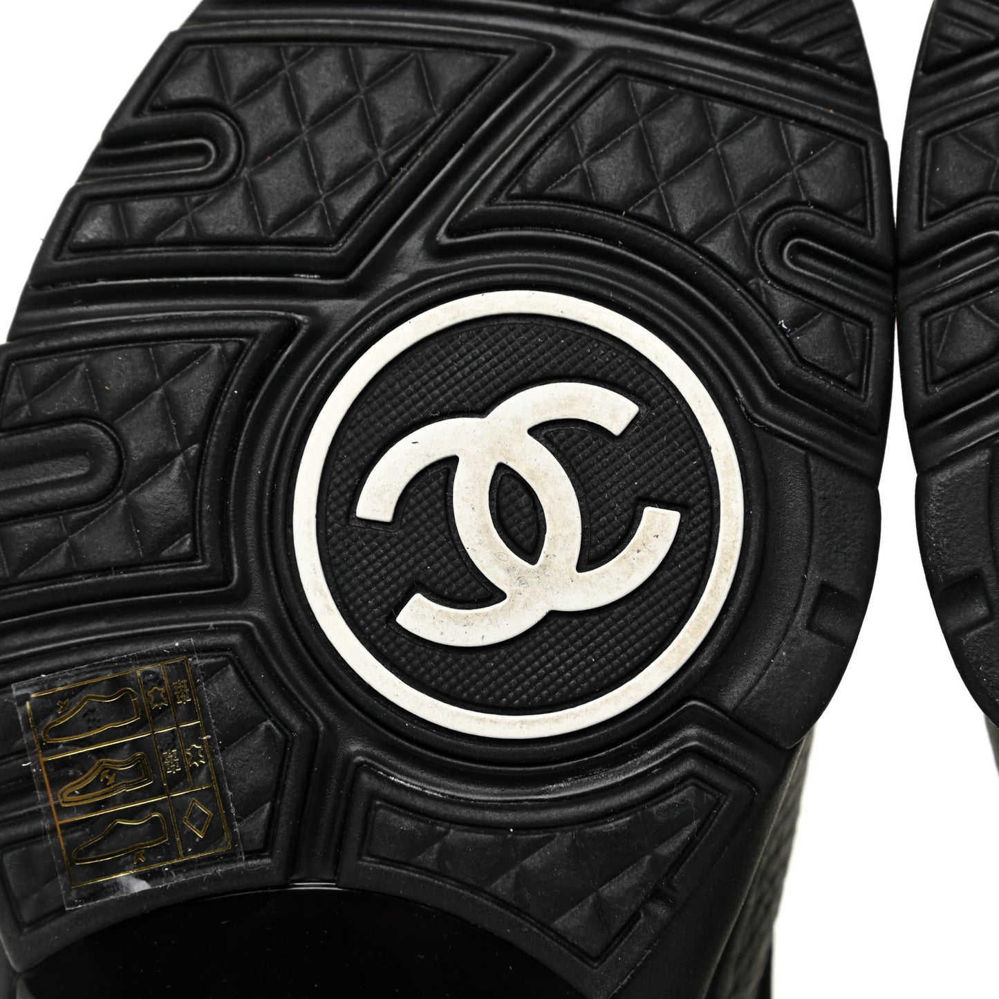 Fabric Calfskin Suede CC Sneakers 38 Black White