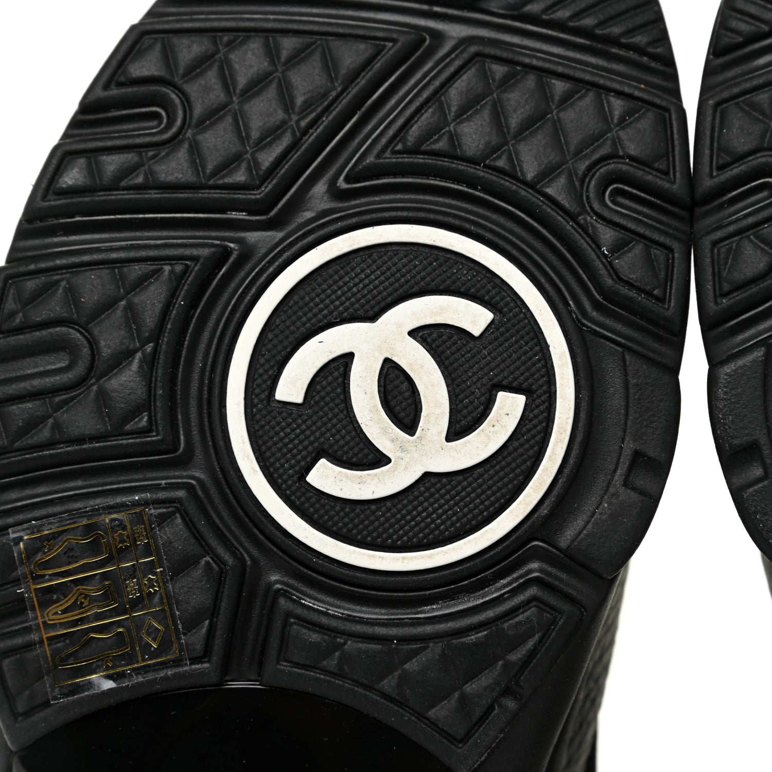 Chanel Fabric Calfskin Suede CC Sneakers 38 Black White 6 of 11