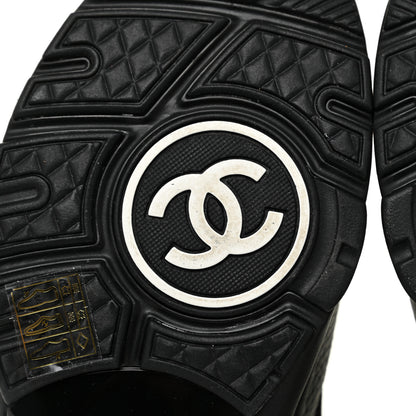 Chanel Fabric Calfskin Suede CC Sneakers 38 Black White 6 of 11
