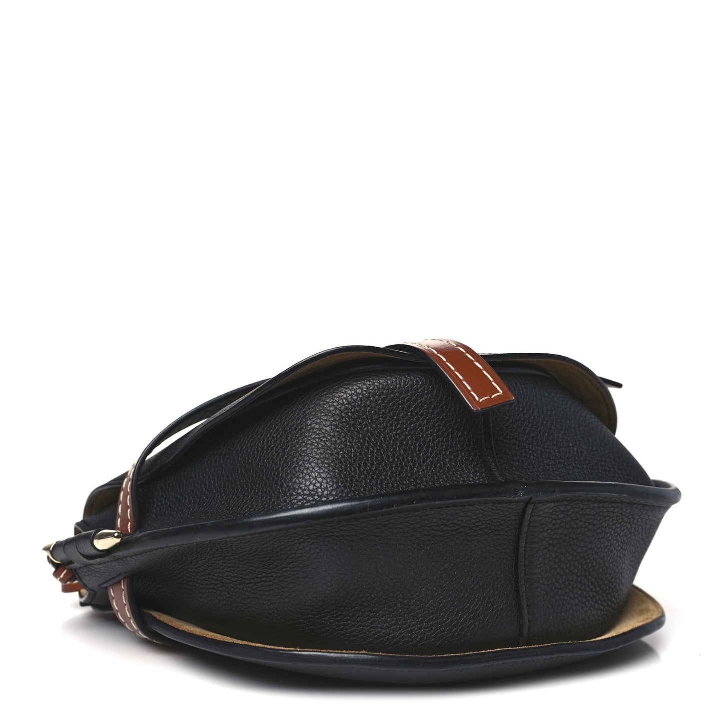 Grained Calfskin Small Gate Crossbody Bag Pecan Black