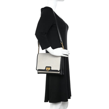Salvatore Ferragamo Calfskin Canvas Trifolio Crossbody Bag Black 2 of 13