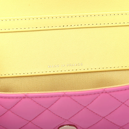 Chanel Lambskin Quilted Glasses Case With Chain Pink Yellow 7 of 12