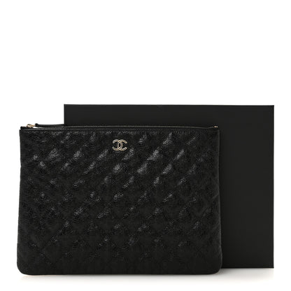 Chanel Calfskin Camellia Embossed Quilted Medium Cosmetic Case Black 8 of 8