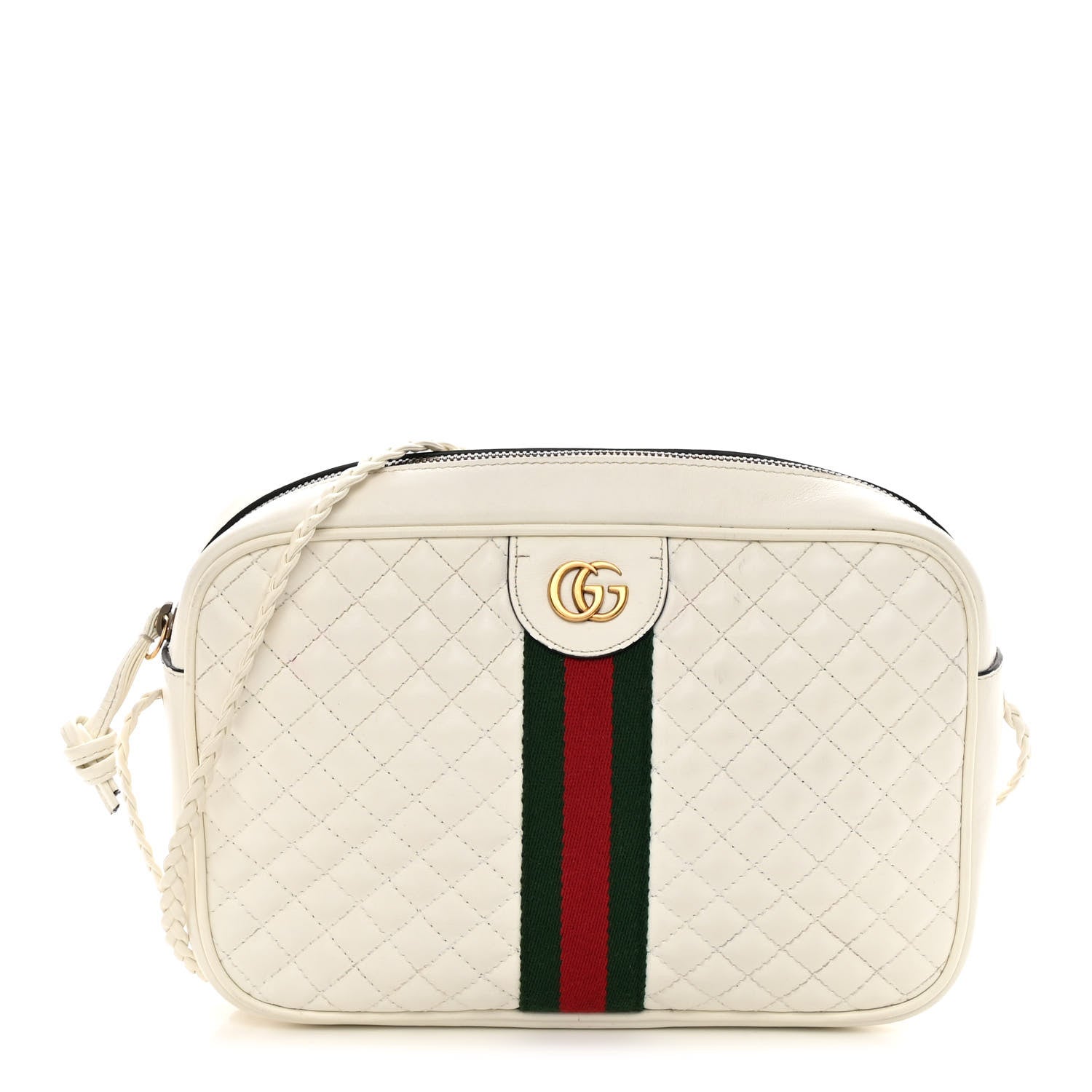 Gucci Nappa Web Trapuntata Small GG Shoulder Bag White 1 of 17