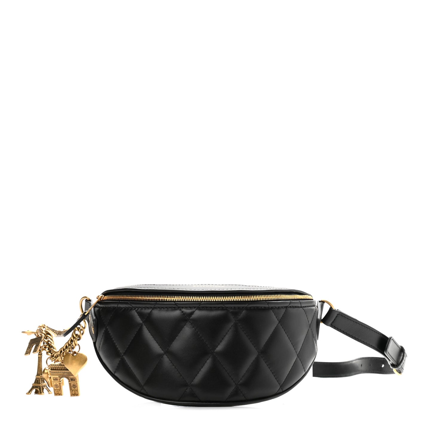 Calfskin Quilted XXS Souveniers Charms Belt Bag Black
