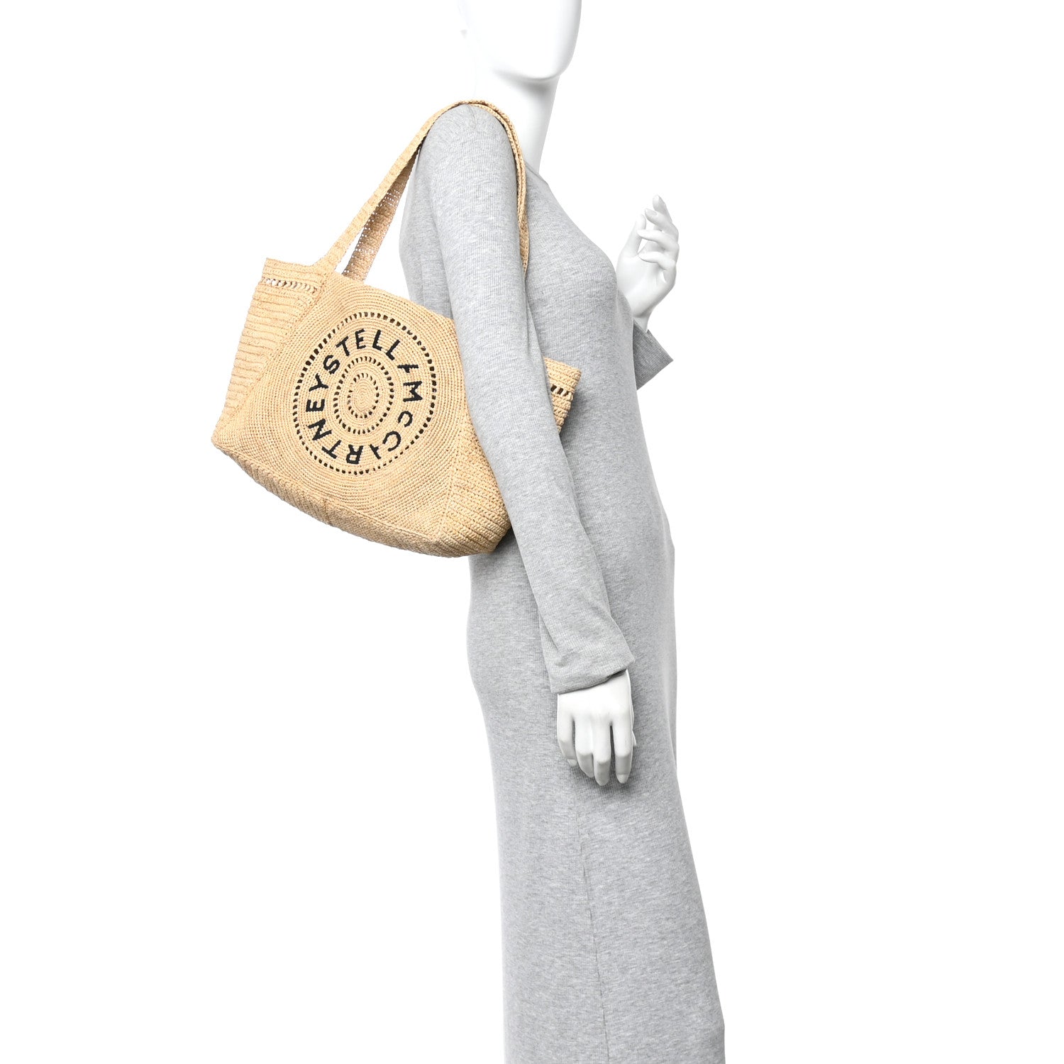 Stella McCartney Raffia Crochet Logo Small Tote Bag Natural 2 of 11
