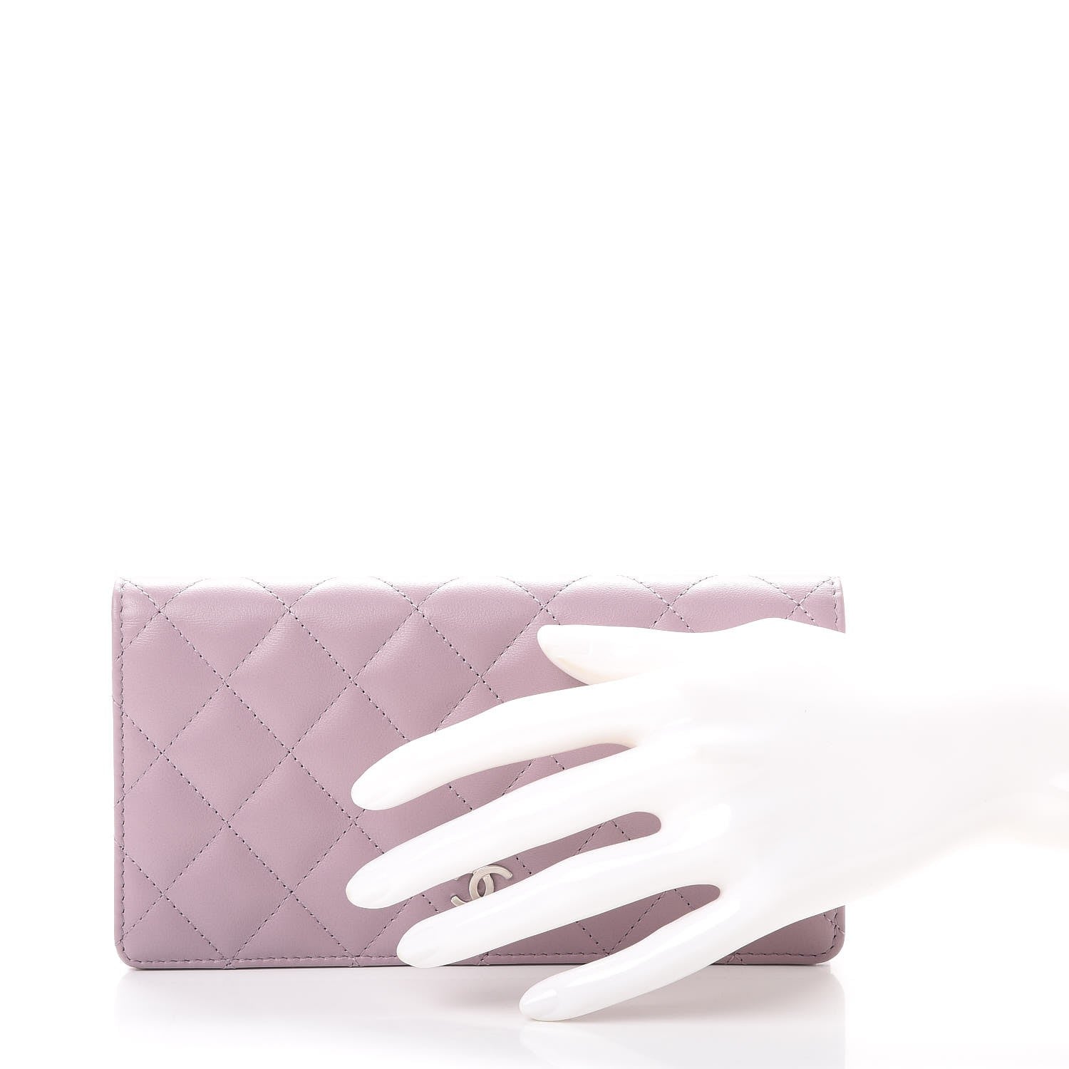 Chanel Lambskin Quilted Yen Wallet Lilac 2 of 9