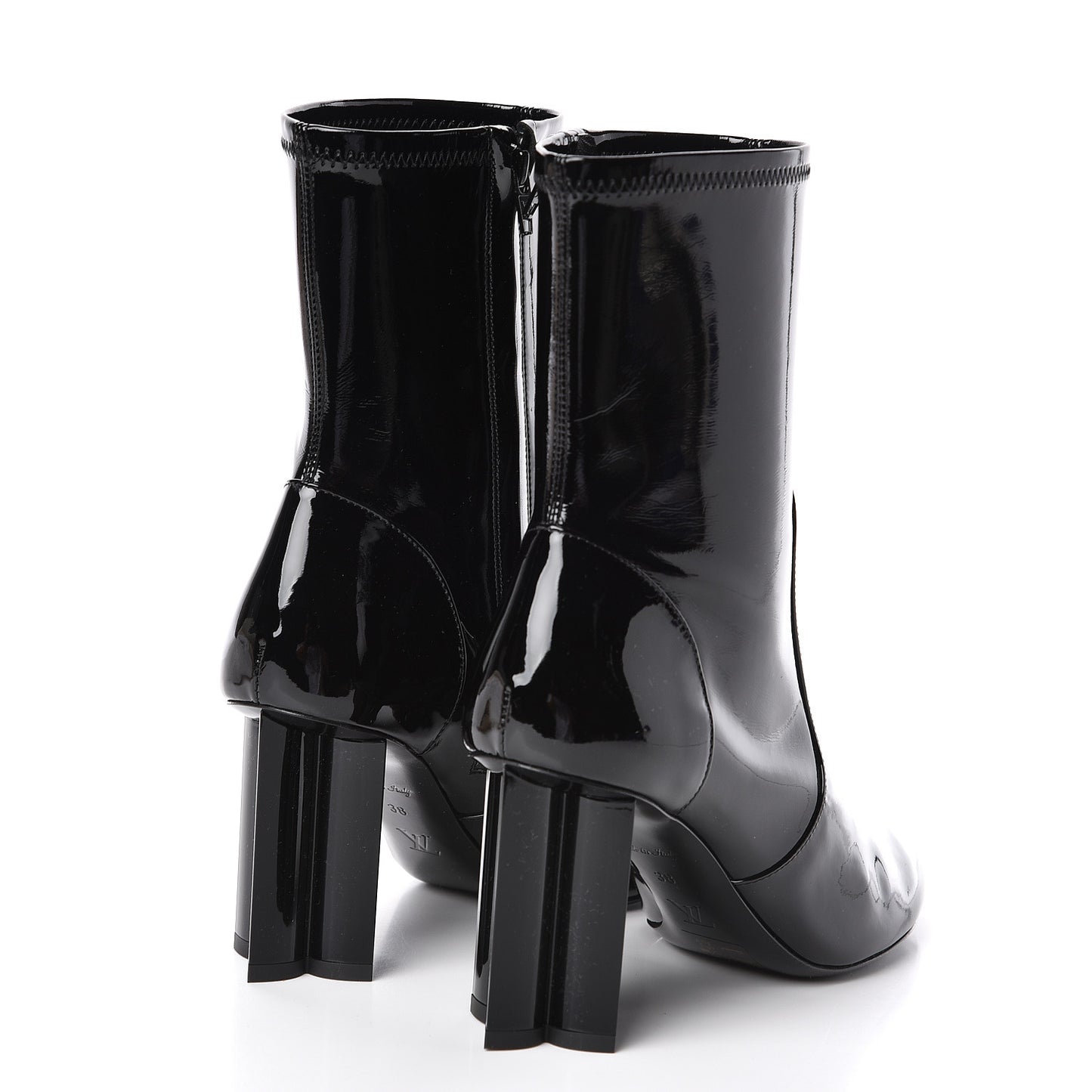 Patent Silhouette Ankle Boots 38 Black