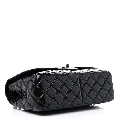 Chanel Shiny Distressed Calfskin Quilted Jumbo Double Flap So Black 4 of 9