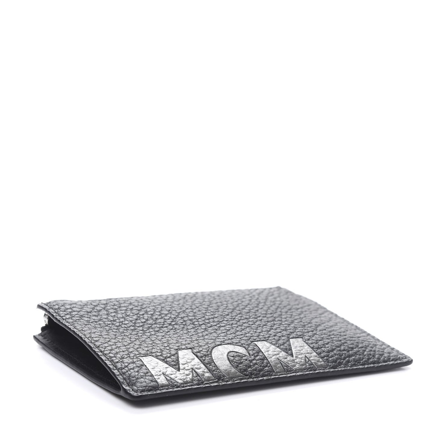 Grained Calfskin Logo Zip Card Case Wallet Black