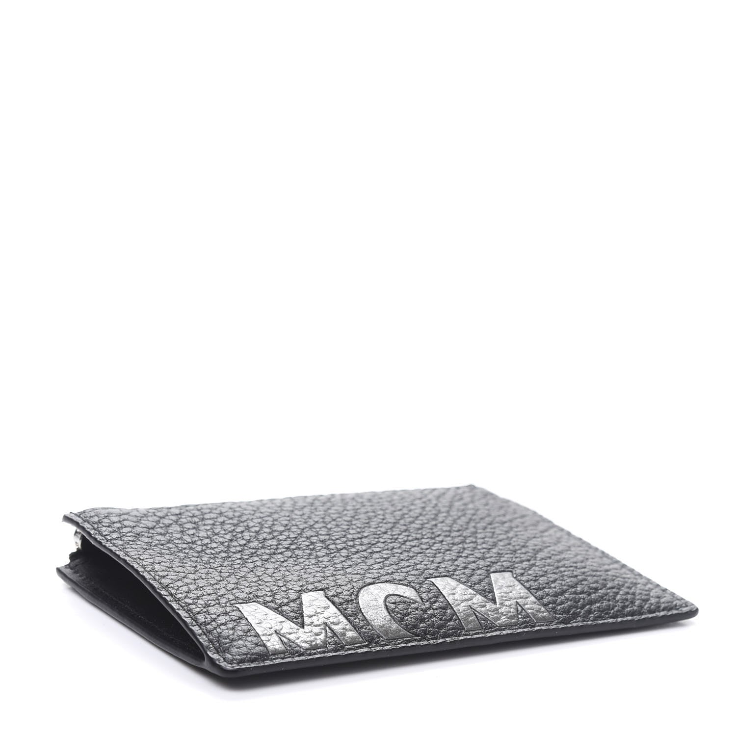 MCM Grained Calfskin Logo Zip Card Case Wallet Black 4 of 9