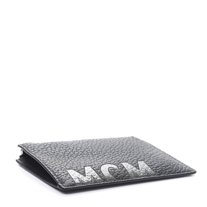 MCM Grained Calfskin Logo Zip Card Case Wallet Black 4 of 9