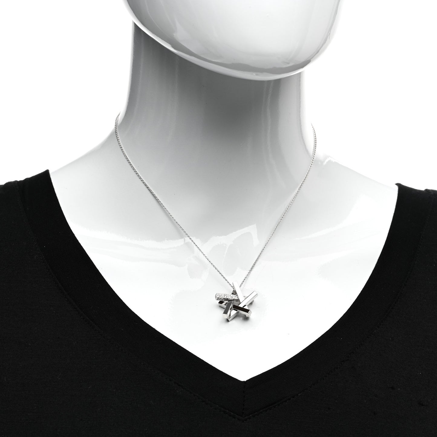 18K White Gold Diamond Frank Gehry Axis Star Pendant Necklace