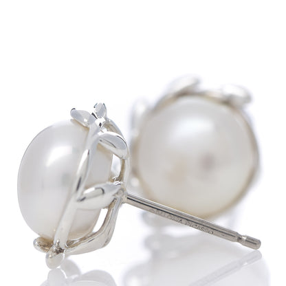Tiffany Sterling Silver Pearl Paloma Picasso Olive Leaf Earrings 3 of 4