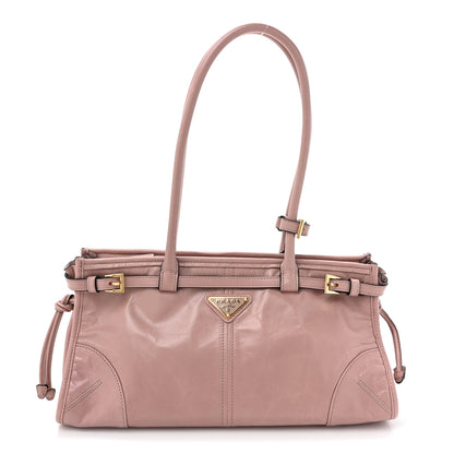 Prada Glossy Calfskin Triangle Medium Bonnie Shoulder Bag Lily Of The Valley 1 of 13