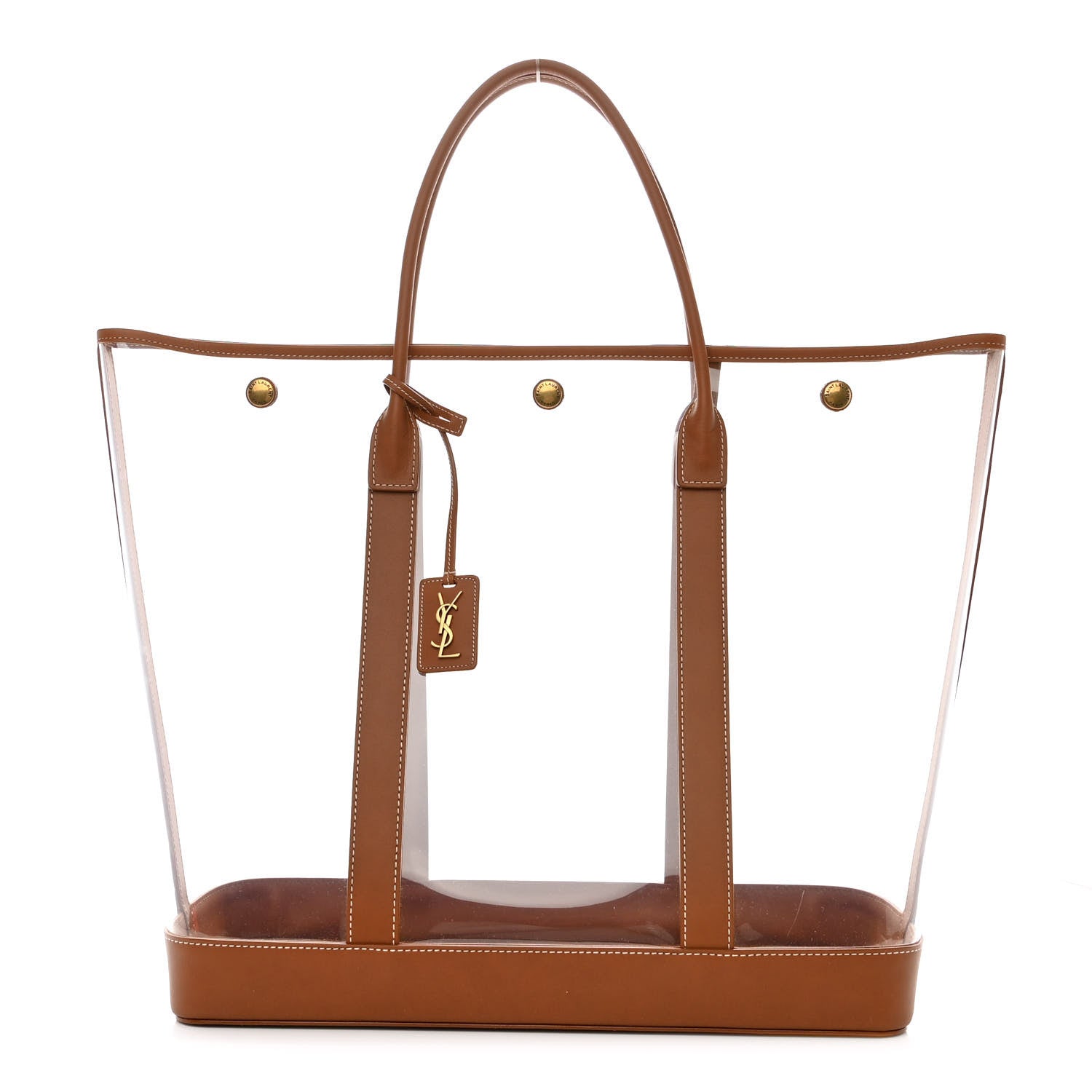 Saint Laurent Calfskin Vinyl Cabas Tote Brown 3 of 12