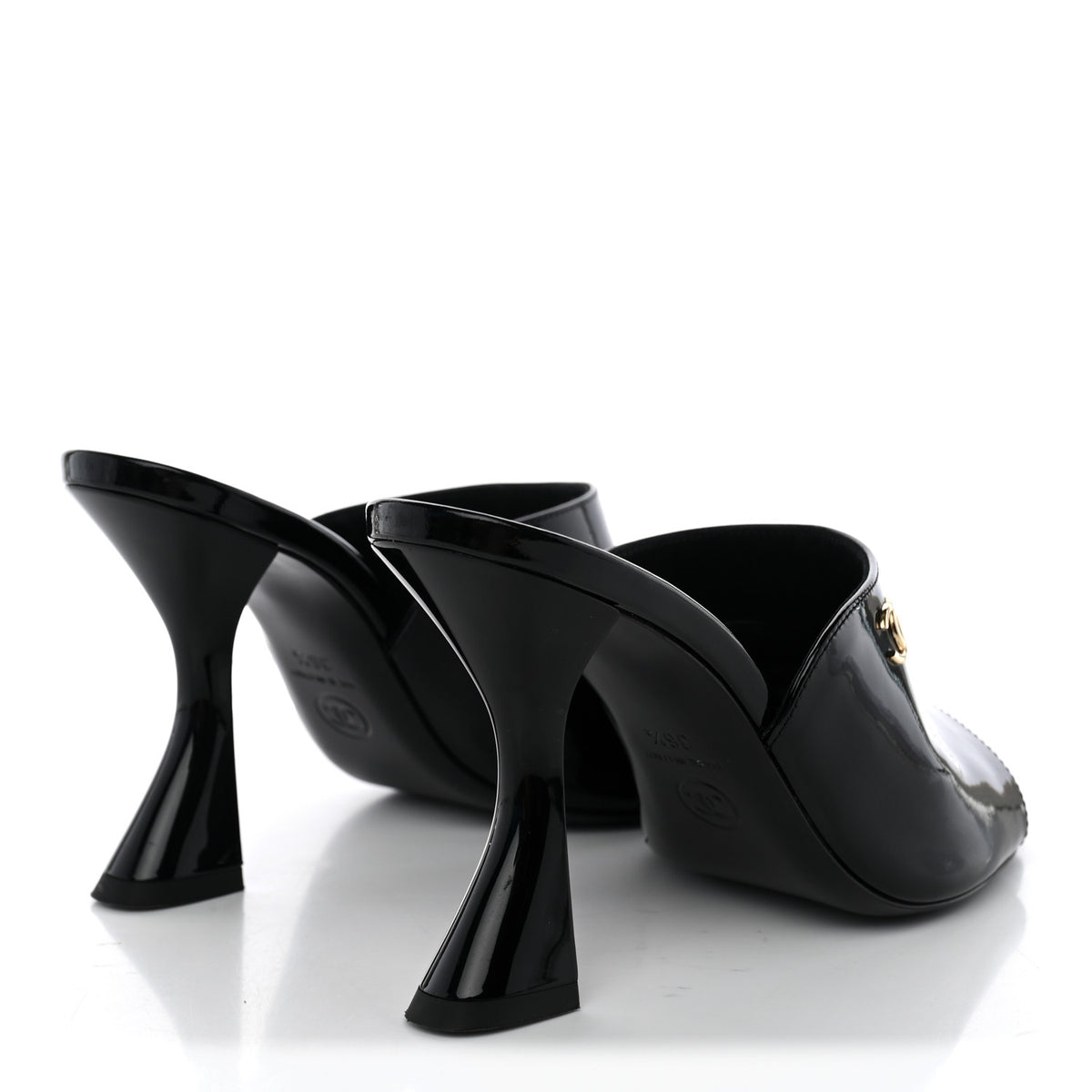 Chanel Patent Calfskin CC Mules 36.5 Black 4 of 13