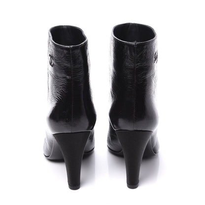 Chanel Crumpled Calfskin Satin Cap Toe Short Ankle Boots 36 Black 7 of 11