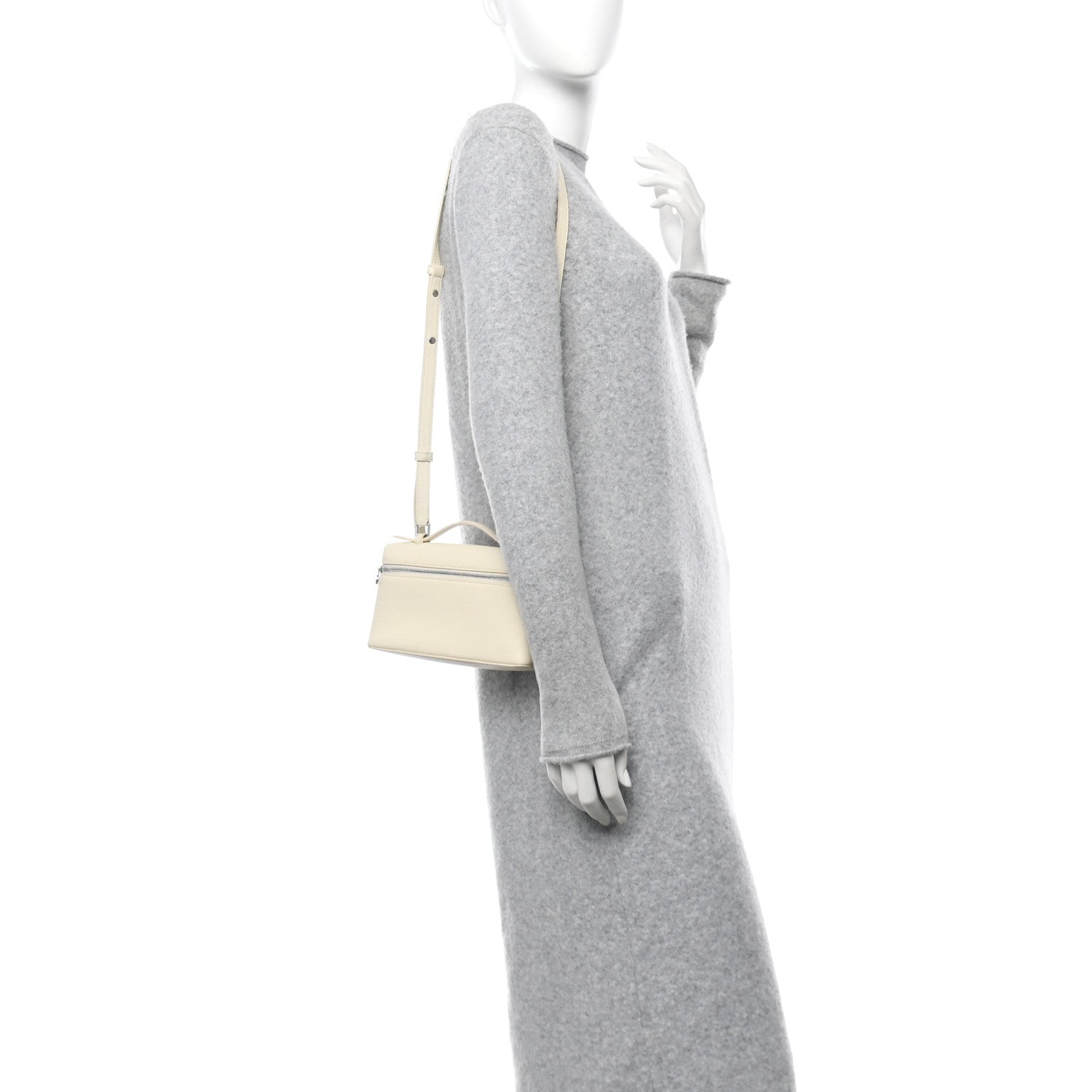 Loro Piana Grained Calfskin L19 Extra Pocket Pouch Whisper White 2 of 9