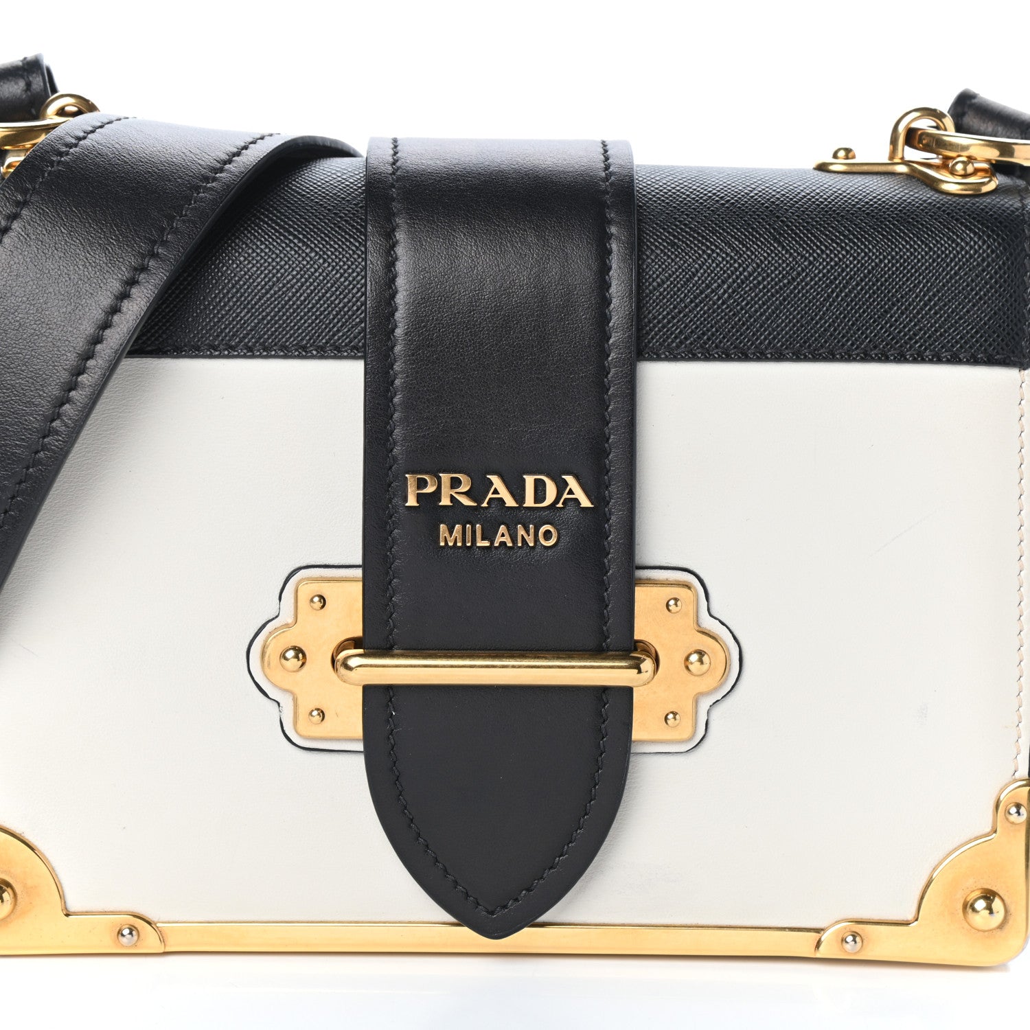 Prada City Calf Saffiano Cahier Bag Talco Black 7 of 9