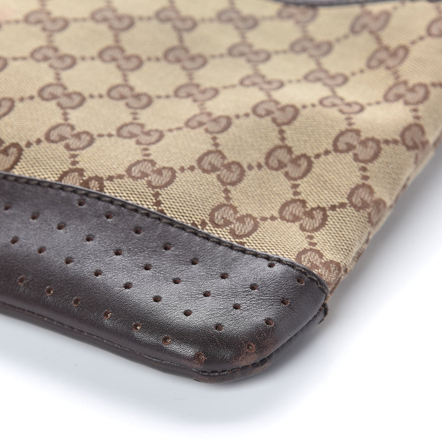 Monogram Calfskin Perforated Medium Flat Messenger Bag Dark Brown