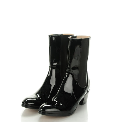 Chanel Patent Calfskin Heeled Boots 41.5 Black 3 of 8