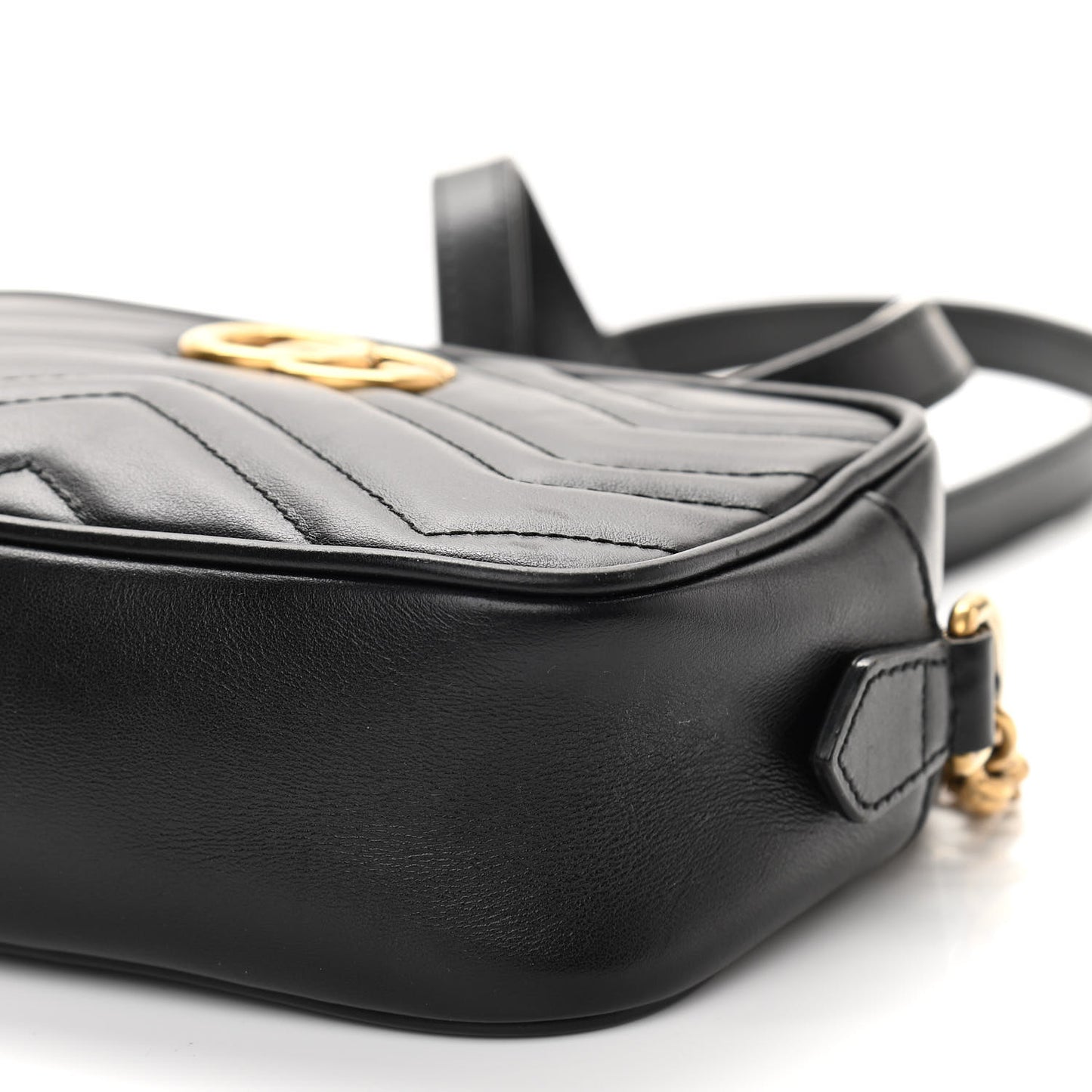 Calfskin Matelasse Mini GG Marmont Chain Shoulder Bag Black