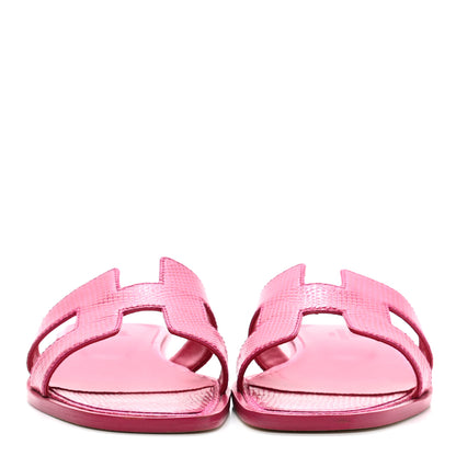 Hermes Lizard Oran Sandals 36 Fuchsia 2 of 8