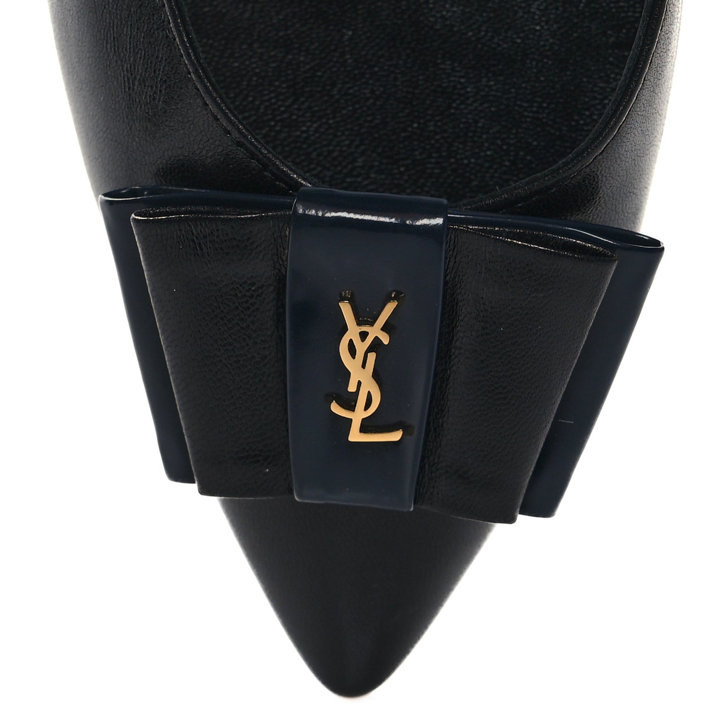 Calfskin Bow Anais Pumps 38 Black Navy