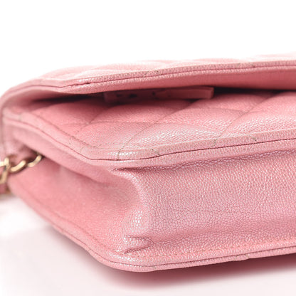 Chanel Iridescent Caviar Quilted Wallet on Chain WOC Rose Pink 9 of 11