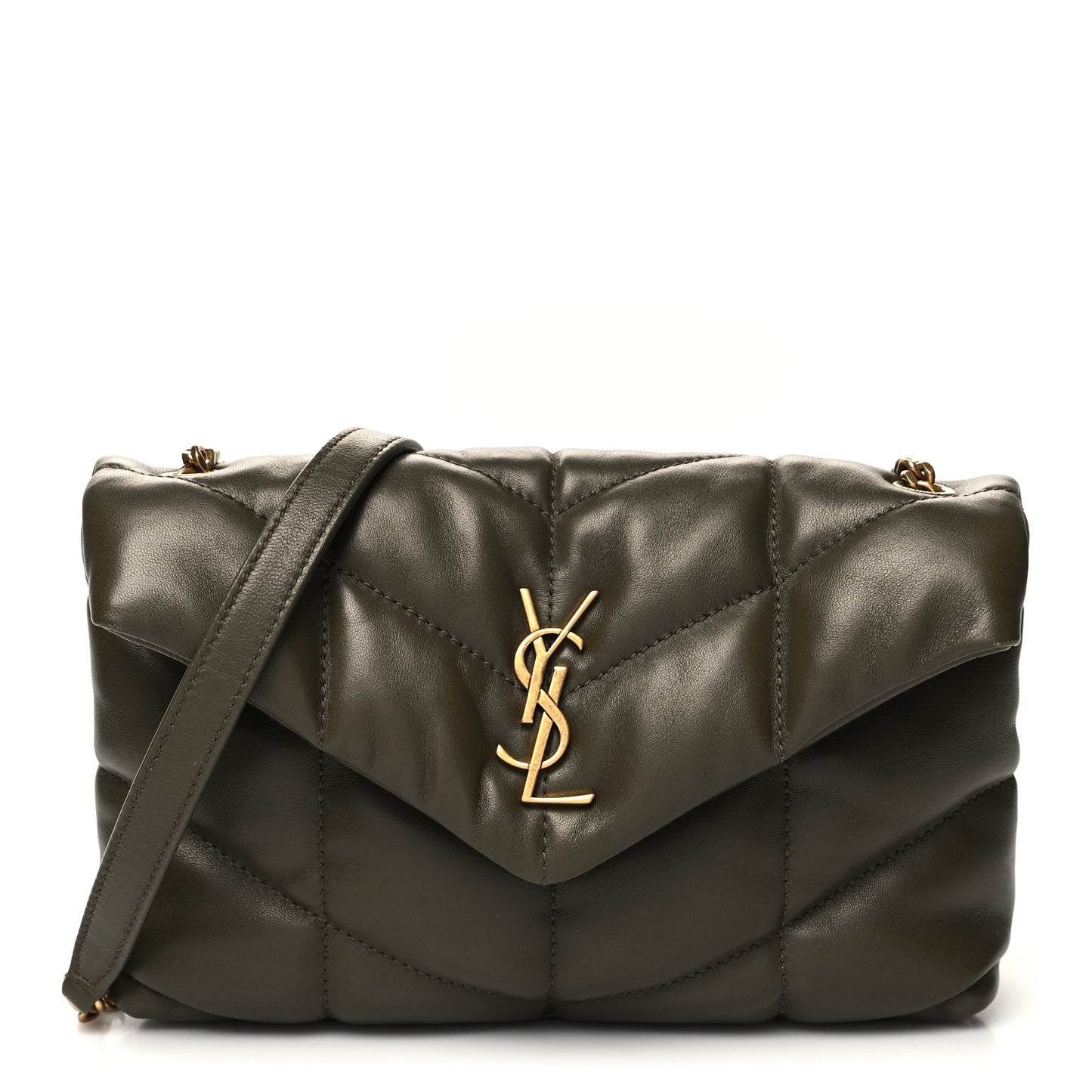 Lambskin Quilted Toy Loulou Puffer Monogram Chain Satchel Seaweed
