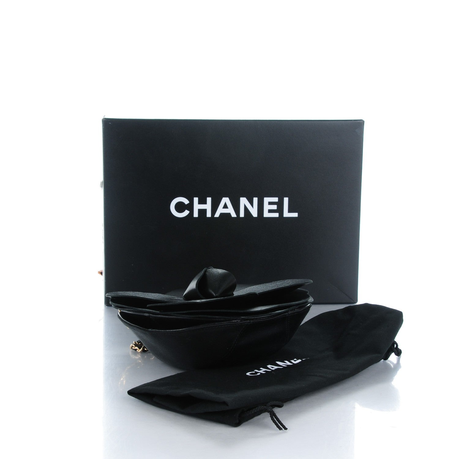Chanel Lambskin Satin Camellia Evening Bag Black 4 of 7