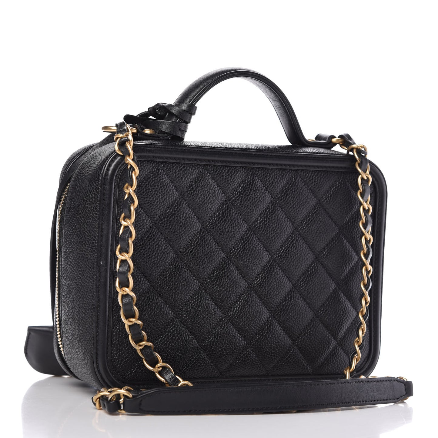 Caviar Quilted Medium CC Filigree Vanity Case Black