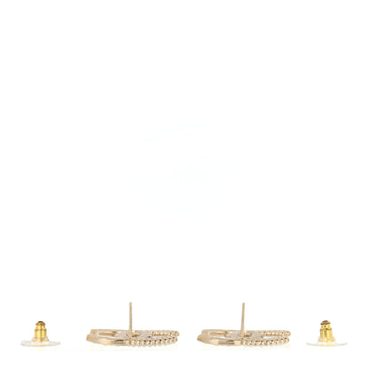 Chanel Crystal Pearl CC Large Earrings Gold 3 of 5