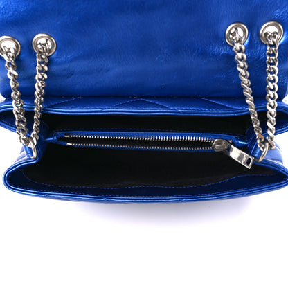 Saint Laurent Metallic Calfskin Y Quilted Monogram Small Loulou Chain Satchel Blue Royal 5 of 11