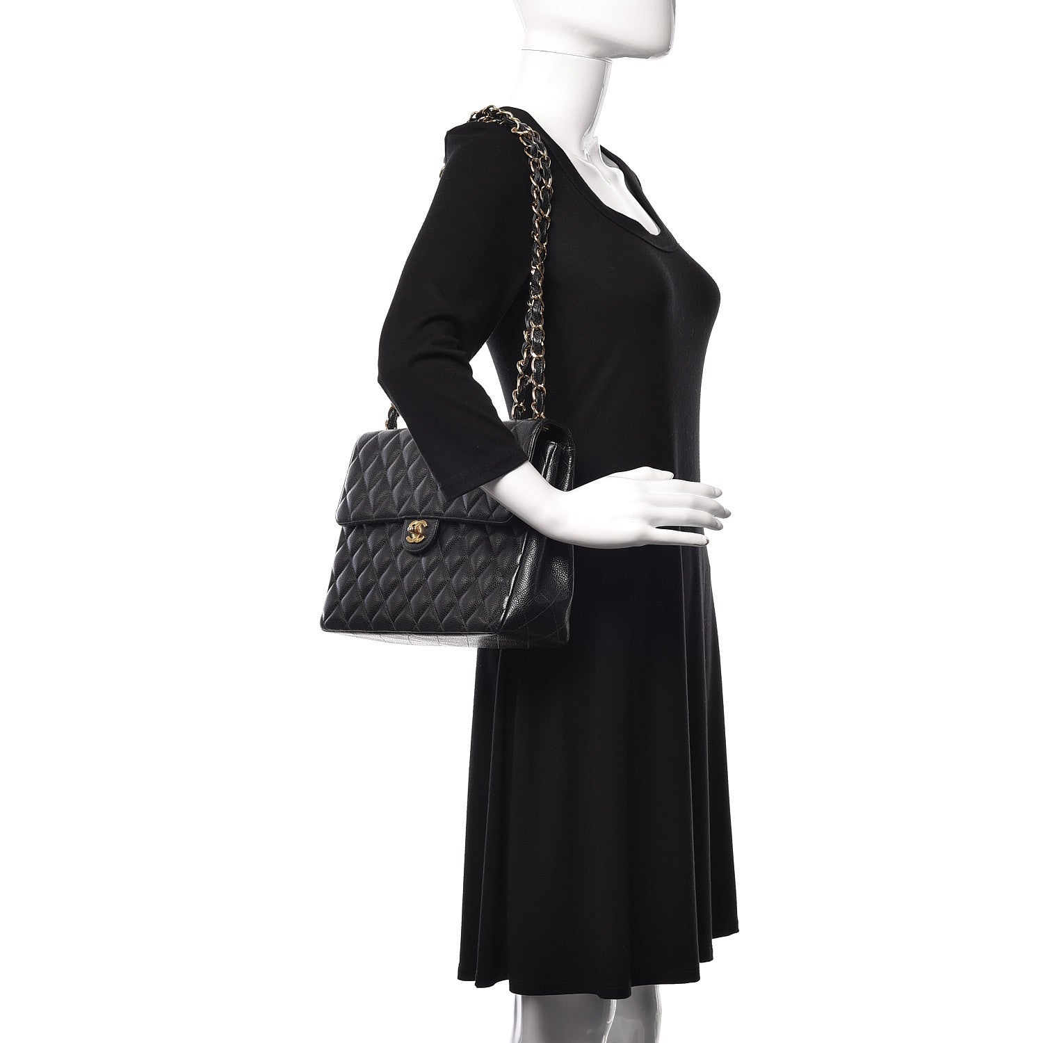 Chanel Caviar Quilted Jumbo Single Flap Black 2 of 12