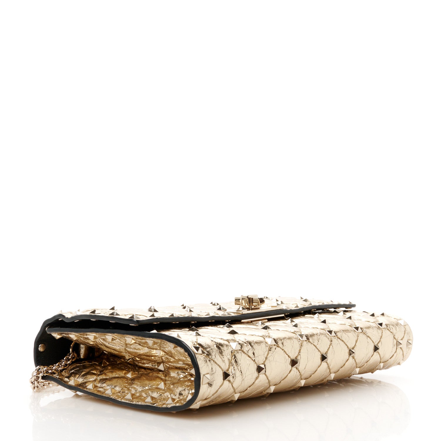 Valentino Garavani Metallic Nappa Rockstud Spike Wallet on Chain Mekong 4 of 11