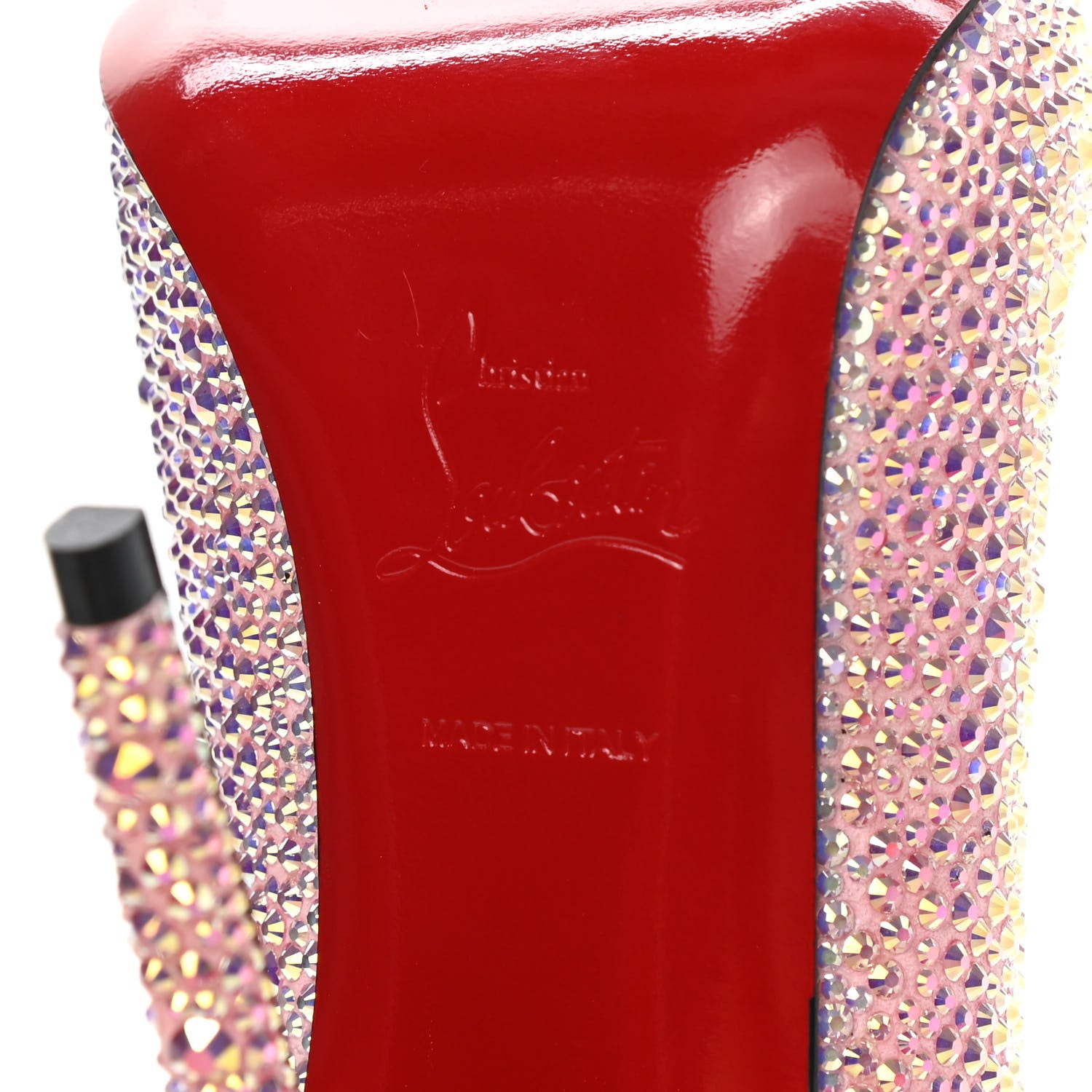 Christian Louboutin Crystal Suede A.B Stiletto Charm Clutch Pink Metallic 6 of 7