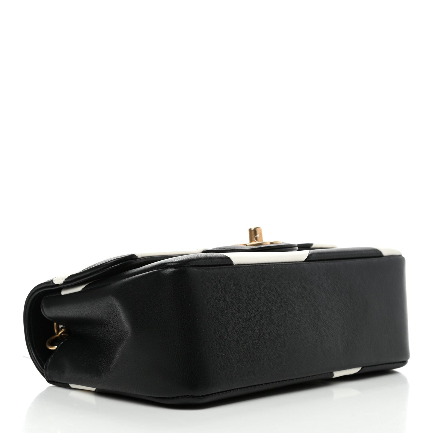 Lambskin Geometric Patchwork Mini Flap Black White