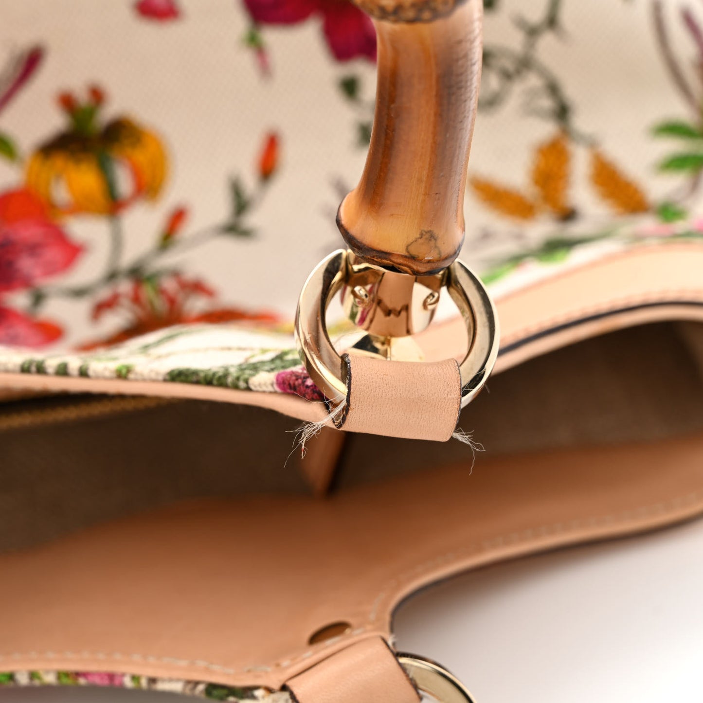 Canvas Floral Flora Bamboo Handle Bag