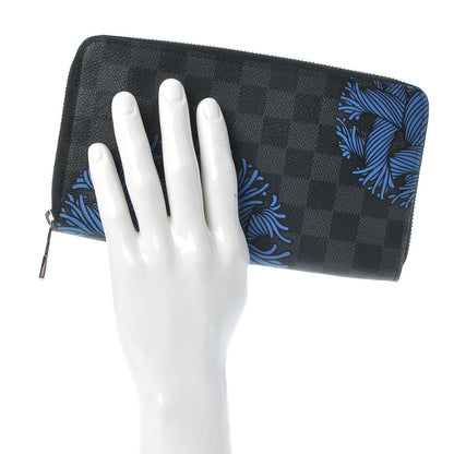 Louis Vuitton Damier Graphite Rope Zippy Organizer Wallet Blue 2 of 7