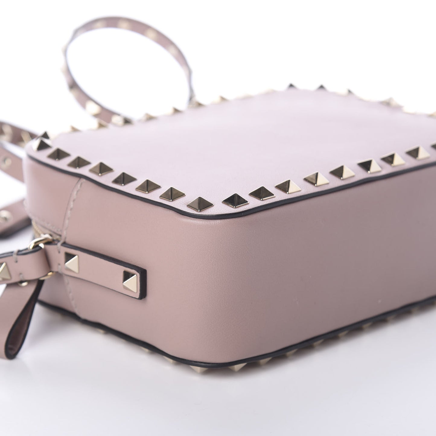 Calfskin Rockstud Camera Crossbody Bag Poudre