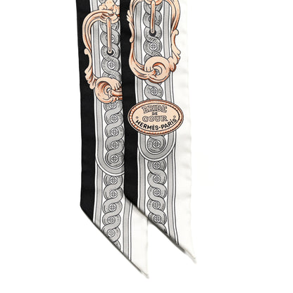 Hermes Silk Bride De Cour Twilly Black White Or Rose 2 of 4