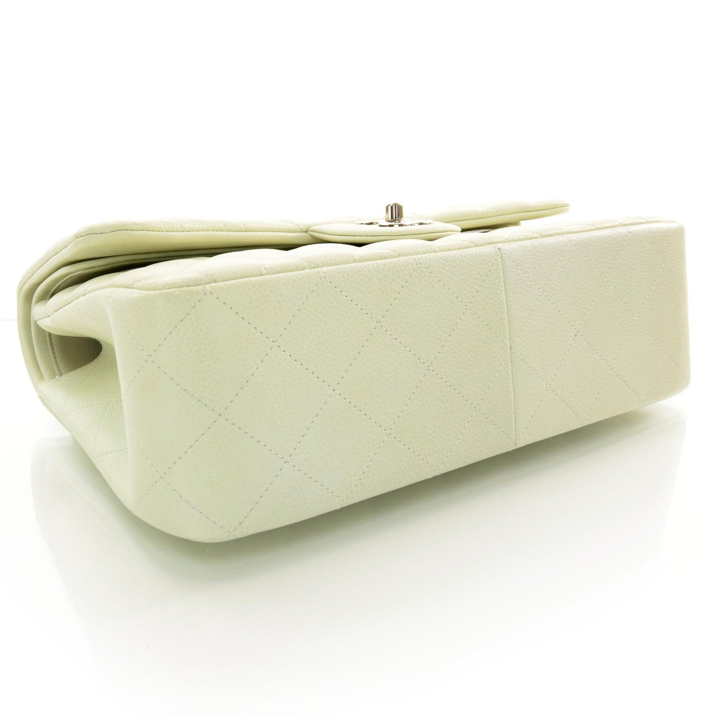 Caviar Jumbo Double Flap Blanc Fonce