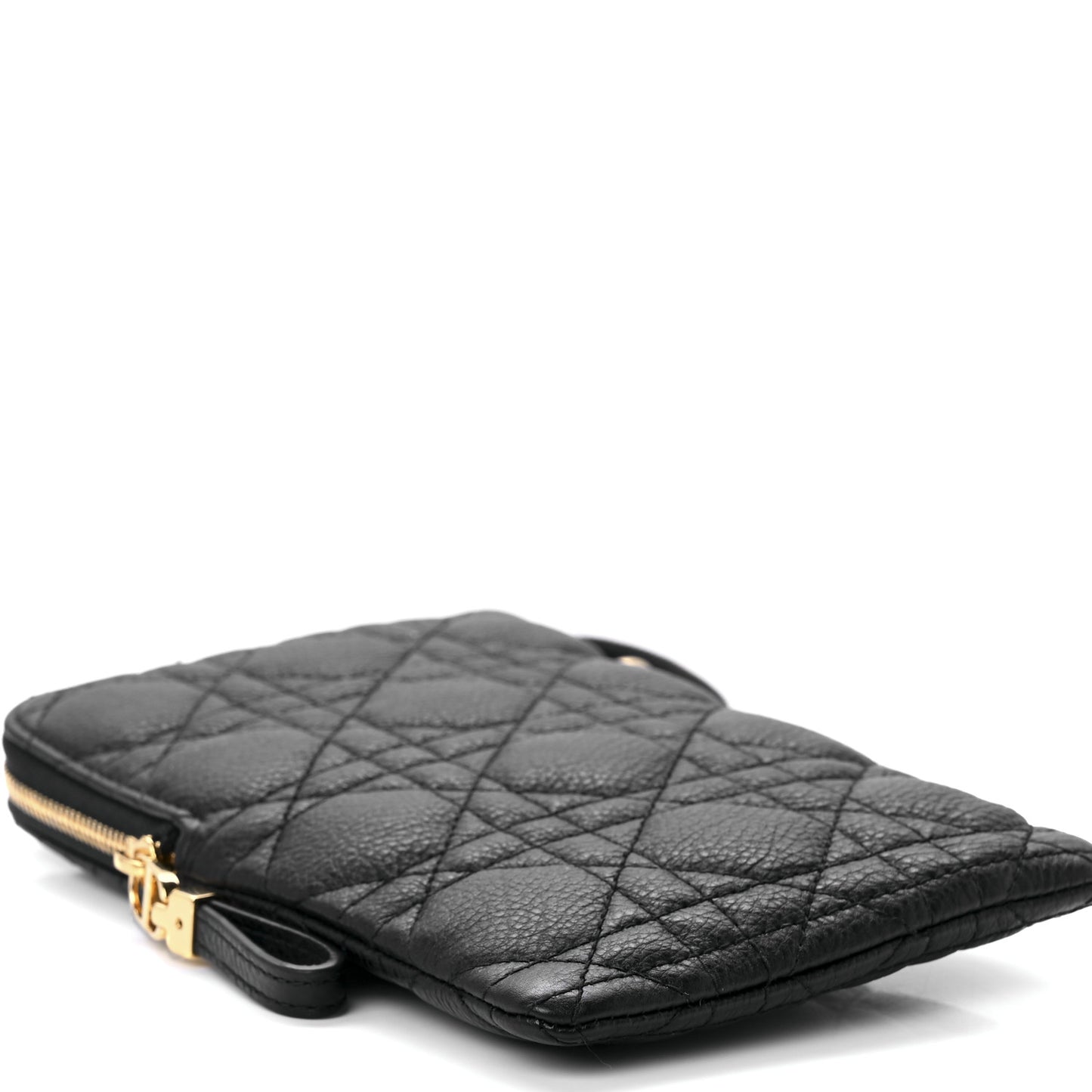 Supple Calfskin Cannage Caro Multifunctional Pouch Black