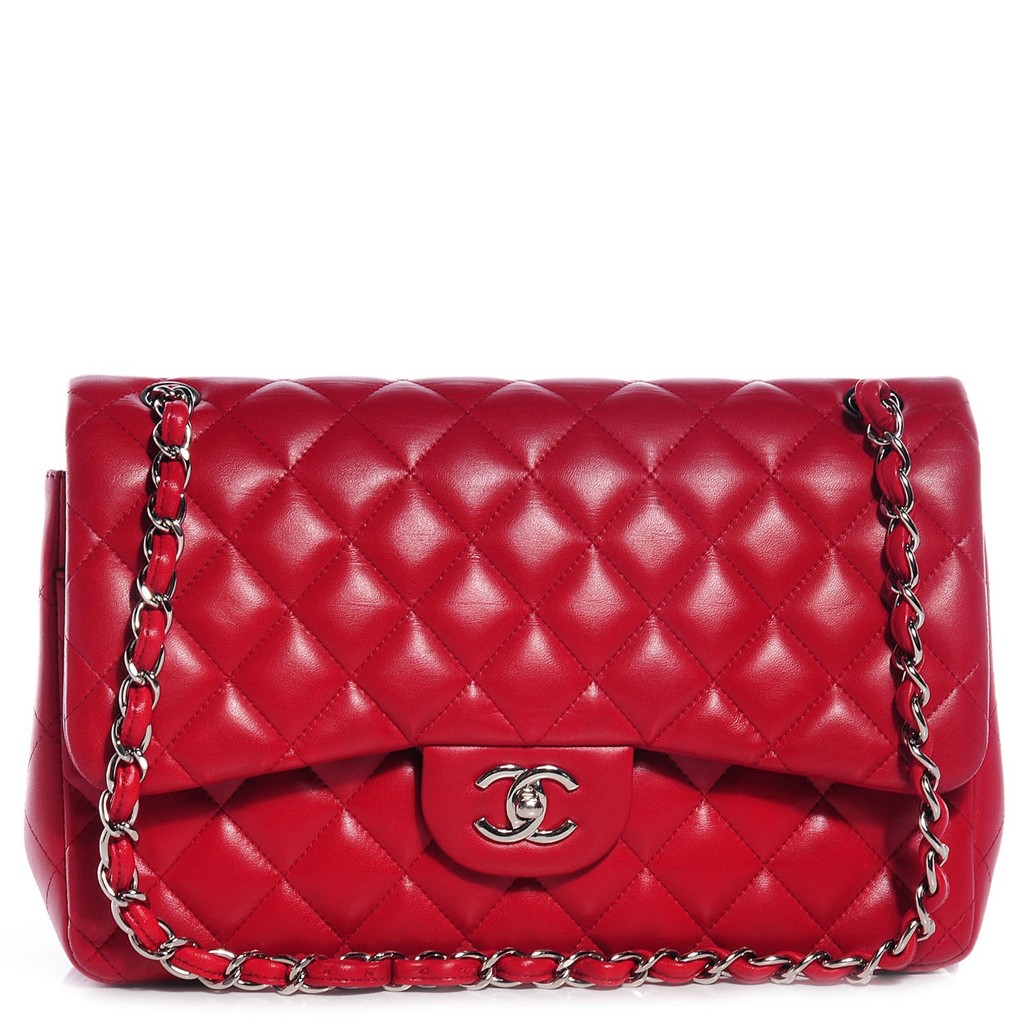 Lambskin Jumbo Double Flap Red