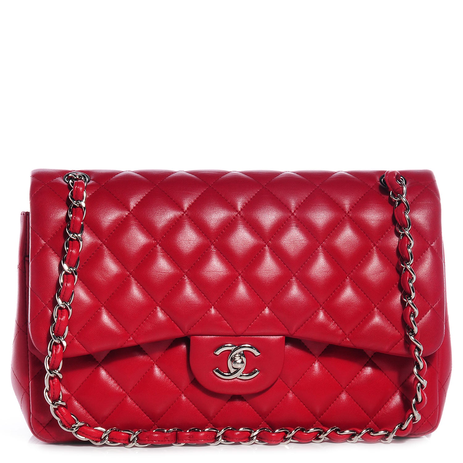 Chanel Lambskin Jumbo Double Flap Red 1 of 8