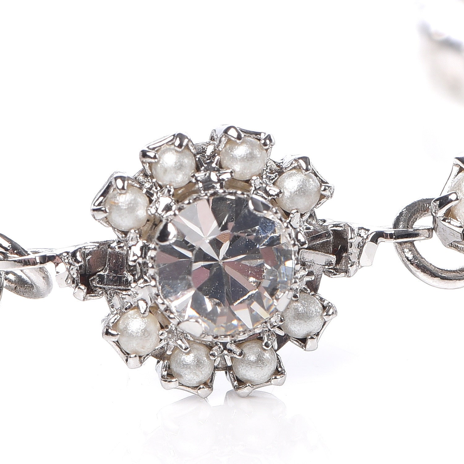Christian Dior Crystal Pearl Studio Bracelet Silver Blanc 7 of 7